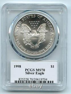 1998 $1 American Silver Eagle Dollar 1oz PCGS MS70 Thomas Cleveland Eagle