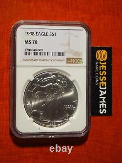 1998 $1 American Silver Eagle Ngc Ms70 Classic Brown Label