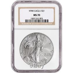 1998 American Silver Eagle NGC MS70 NGC Non Edge-View Holder