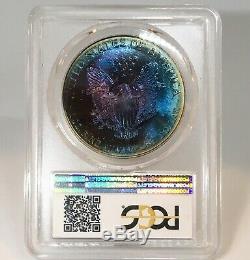 1998 American Silver Eagle PCGS MS68 Magnificent Violet Blue Toned Rainbow Toner