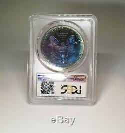 1998 American Silver Eagle PCGS MS68 Magnificent Violet Blue Toned Rainbow Toner