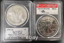 1998-S American Silver Eagle PCGS MS-70 Mercanti Silver Eagle Label