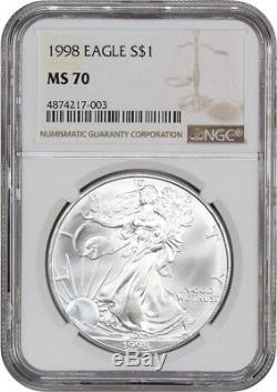 1998 Silver Eagle $1 NGC MS70 American Eagle Silver Dollar ASE