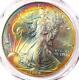 1998 Toned American Silver Eagle Dollar $1 ASE PCGS MS66 Rainbow Toning Coin
