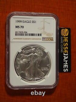 1999 $1 American Silver Eagle Ngc Ms70 Classic Brown Label