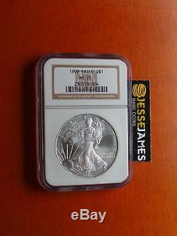 1999 American Silver Eagle Ngc Ms70 Top Pop Key Date Coin! A Few Small Spots