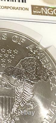 1999 American Silver Eagle Mint Error Ms 66 Reverse Struck Thru
