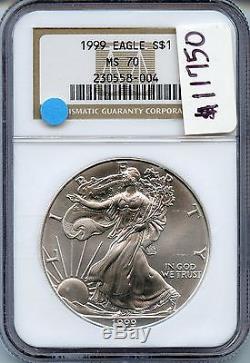 1999 NGC MS 70 Brown Label American Silver Eagle AN5906 K