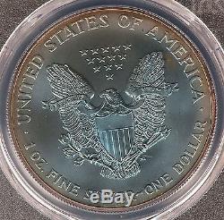1999 Silver American Eagle 1 Oz. 999 Fine Silver Toned ELECTRIC GREEN PCGS MS68