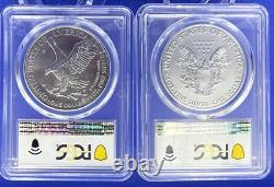 2 COIN SET 2021 $1 American Silver Eagle Dollar PCGS MS69 TYPE 1 &2 FIRST & LAST