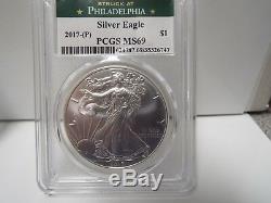 2 Coin Set 2016-P&2017-(P) American Silver Eagle PCGS MS69 Philadelphia Label