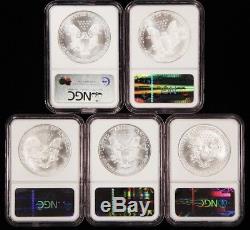 20 Coin Date Run of American Silver Eagles 1986-2005, Graded NGC MS69, with Box