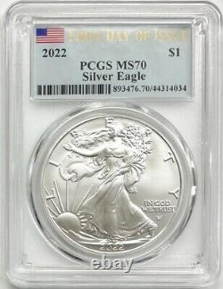 20 x 2022 American Silver Eagle PCGS MS70 First Day of Issue PCGS Box Included