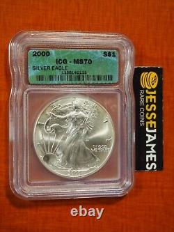 2000 $1 American Silver Eagle Icg Ms70 Green Label Better Date