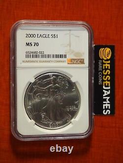 2000 $1 American Silver Eagle Ngc Ms70 Classic Brown Label