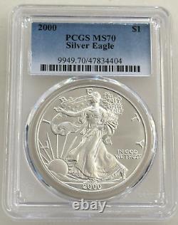 2000 $1 American Silver Eagle PCGS MS70 Milk Spot Free