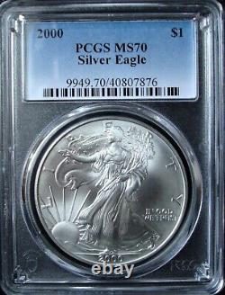 2000 1oz Silver American Eagle Dollar PCGS MS 70