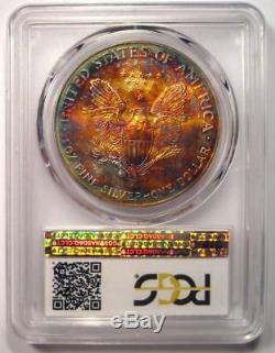 2000 Toned American Silver Eagle Dollar $1 ASE PCGS MS67 Rainbow Toning Coin