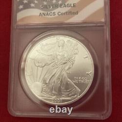 2001 $1 American Silver Eagle ANACS MS70 Flag Label