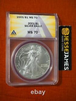 2001 $1 American Silver Eagle Anacs Ms70 Better Date