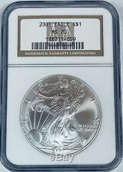 2001 $1 American Silver Eagle NGC MS70