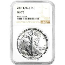 2001 $1 American Silver Eagle NGC MS70 Brown Label