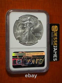 2001 $1 American Silver Eagle Ngc Mint Error Ms69 Reverse Struck Thru