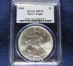 2001 $1 American Silver Eagle PCGS MS70 Coin Population ONLY 31