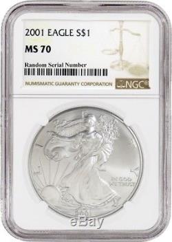 2001 $1 Silver American Eagle NGC MS70