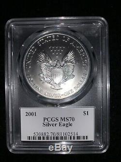 2001 $1 Silver American Eagle PCGS MS70 Mercanti Pop 17