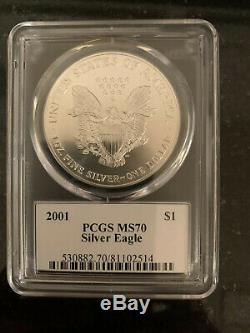 2001 $1 Silver American Eagle PCGS MS70 Mercanti Pop 17