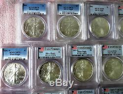 2001-2016 29-Coin Silver American Eagle Set PCGS MS70 25 FIRST STRIKE AGT