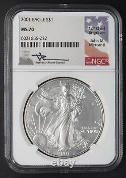 2001 American Silver Eagle NGC MS70 Mercanti Signed -COINGIANTS