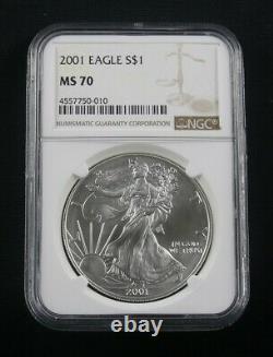 2001 American Silver Eagle Ngc Ms 70