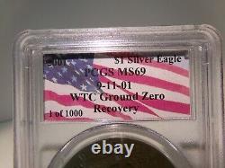 2001 American Silver Eagle WTC Ground Zero Recovery PCGS MS69, C-2