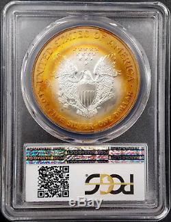 2001 American Silver Eagle graded MS 67 by PCGS! Orange and yellow toned