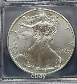 2001 ICG MS70 Certified American Silver Eagle Dollar S$1 DISCOUNTED READ