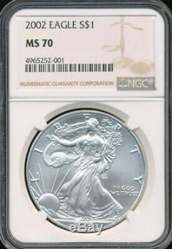 2002 $1 ASE American Silver Eagle NGC MS 70