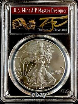 2002 $1 American Silver Eagle 1oz PCGS MS70 Cleveland Arrows Label, No Res