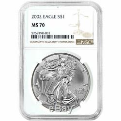 2002 $1 American Silver Eagle NGC MS70 Brown Label