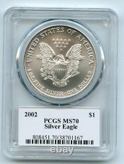 2002 $1 American Silver Eagle PCGS MS70 Leonard Buckley