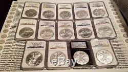 2002-17 Silver American Eagle Date Run/Set NGC MS70 & PF70! BONUS-Now 49 coins