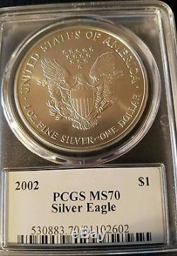 2002 American Silver Eagle MS70 Mercanti Signed Population only 36