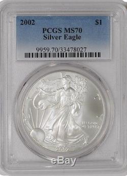 2002 American Silver Eagle $ MS70 PCGS
