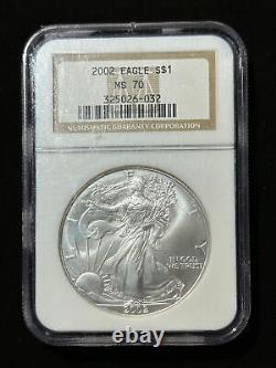 2002 American Silver Eagle NGC Graded MS 70, Scuffy Slab
