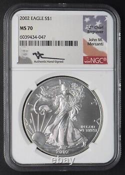 2002 American Silver Eagle NGC MS70 Mercanti Signed -COINGIANTS