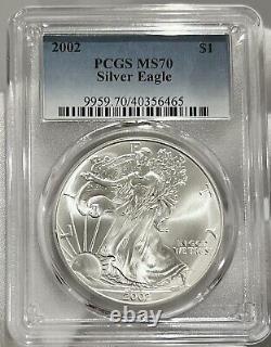 2002 American Silver Eagle PCGS MS 70 $1 LOC 9