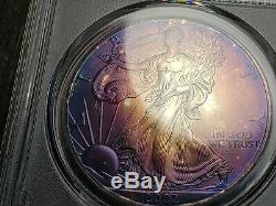 2002 American Silver Eagle PCGS MS68 Rainbow Toning ASE $1 Monster Toned GEM
