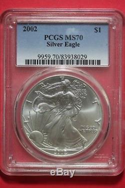 2002 MS70 American Silver Eagle PCGS Certified Graded Authentic Slab OCE087