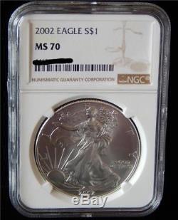 2002 NGC MS70 PERFECT! ASE American Silver Eagle Dollar Coin (BK41)